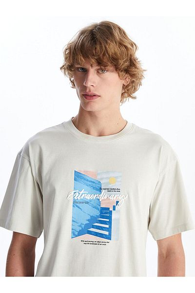 LC Waikiki Crew Neck Short Sleeve Printed Combed Cotton Men's T-Shirt