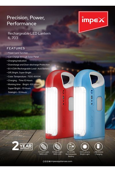 İMPEX Impex Rechargeable LED Lantern IL 703