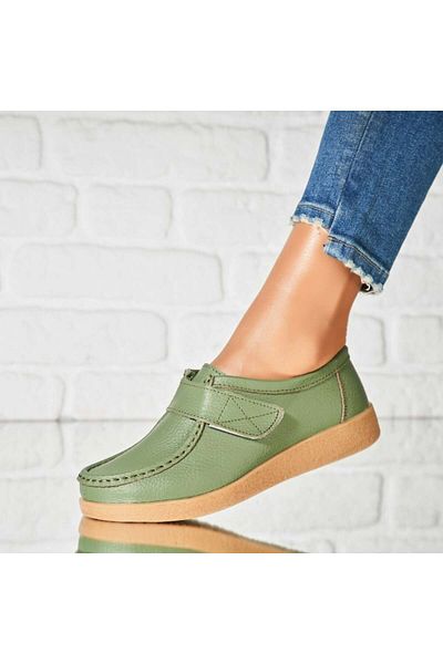 Joana Women's Loafers Natural Leather Green Genesi