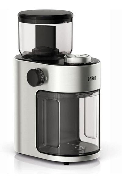 Braun Coffee Grinder,110W, 220g Bean Container Capacity,15 grind Setting, Drip Filter, Overheat Protection