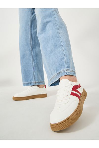 Styli Contrast Trim Round Toe Lace-Up Sneakers