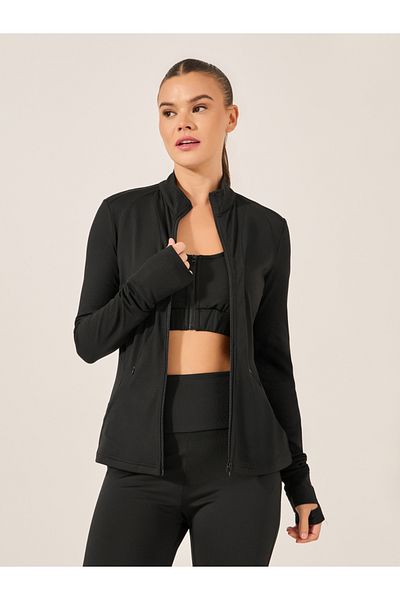 Styli سترة ملائمة بسحاب وتفاصيل خياطة
