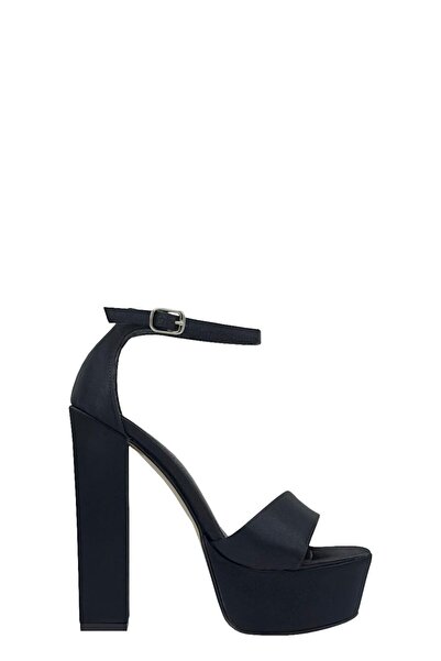 Moulin Shoes حذاء نسائي بكعب عالي من الساتان الأسود بشريط واحد