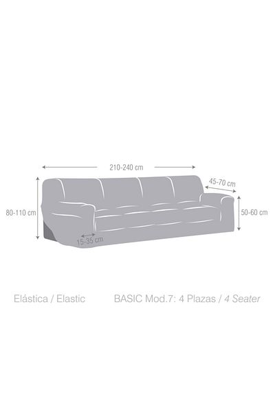 EYSA CONFECTIONES Elastic 4-seater jacquard sofa cover, 210-240cm, Iria, C/0 Beige