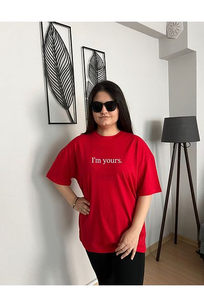 woonkey Women's Oversized Printed Crew Neck New Season T-Shirt