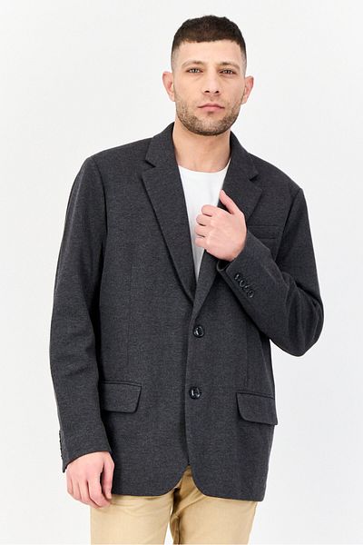 Esprit Men Regular Fit Textured Semi-formal Blazer, Dark Grey