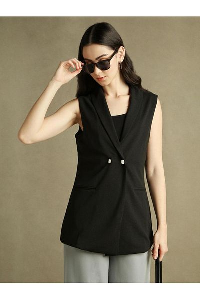 Dennis Lingo By Styli Solid Button Sleeveless Blazer