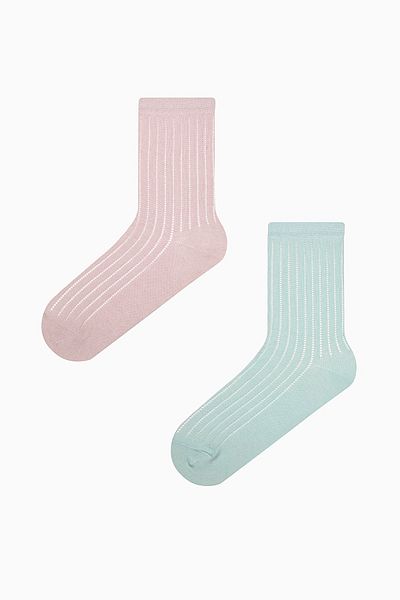 Penti Vertikale Colosio 2er-Pack rosa Mint-Sockelsocken