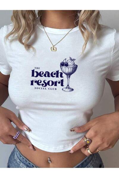 ALİKA Crop de damă, alb, Margarita Lycra, din bumbac organic