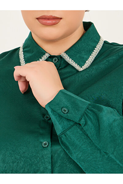 Styli Plus Size Embellished Collar Shirt
