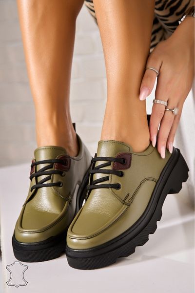 Joana Women's Loafers Natural Leather Green Dally