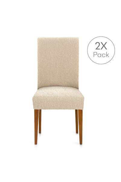 EYSA CONFECTIONES Σετ 2 ελαστικών καλυμμάτων καρέκλας (κάθισμα+πλάτη), Troya, C/0 Μπεζ