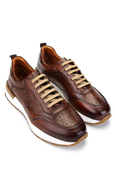 Tamer Tanca Men's Genuine Leather Tan Sneakers & Sports Shoes