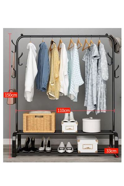 COOYA Clothes Rack, Metal, Practical Storage, Easy to Assemble, Single Pole, Black