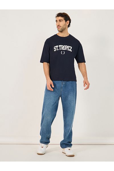 Styli Slogan Embroidered Crew Neck Oversized T-Shirt