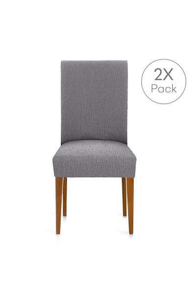 EYSA CONFECTIONES Set of 2 elastic chair covers (seat + backrest), Troya, C/6 Grey