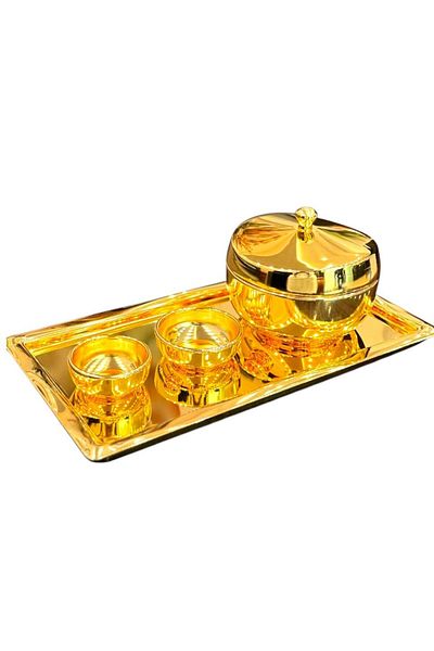 aljahwari Large complete golden date set with trays and serving plates