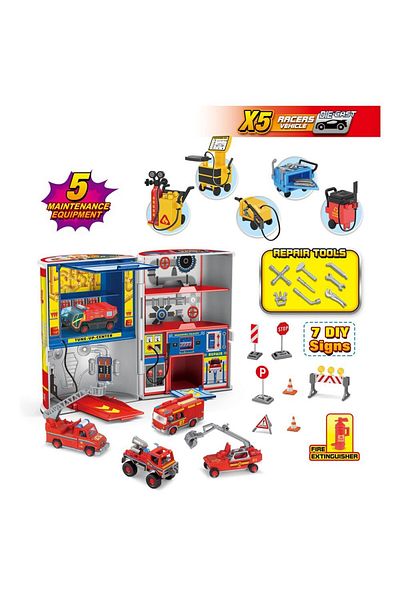 STEM Mini Racers Garage with 5 Cars &amp; Playset for Ages 3+