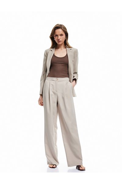 Koton Modal Fabric Blended Pleat Detailed Pocket Wide Leg Pants
