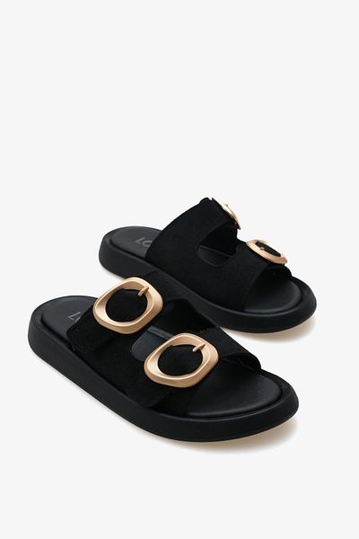 LOJO Women's Double Strap Buckle Daily Slippers Formes