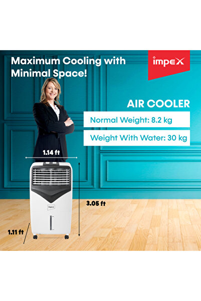 İMPEX 22L Air Cooler | Inverter Compatible | Honeycomb Pads | Ice Tray | 130W