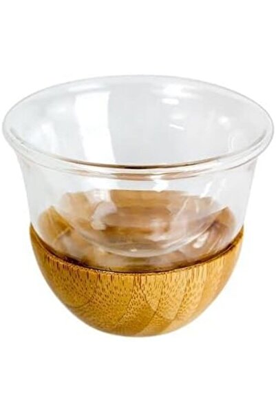 mastergold 12pcs Clear Heat Resistant Borosilicate Glass Arabic Coffee Cup Set with Elegant Compact Wood Base