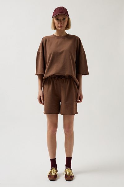 Black Fashion Laser Cut Lace Detail Brown Shorts