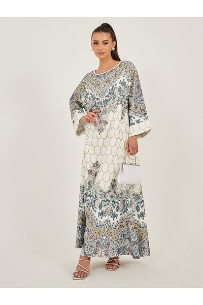 Styli Placement Print Embellished A-Line Jalabiya