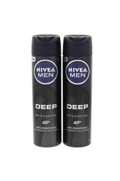NIVEA بخاخ مزيل العرق دراي آند كلين فيل المضاد للتعرق للرجال، عبوة اقتصادية، 2 × 150 مل