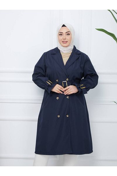 RACE FASHİON Μακρύς διπλός γιακάς Trench Coat - RC3013