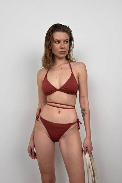 Black Fashion Brown Bikini Set - Lacing Detail