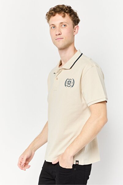 PAUL FRANK Men Regular Fit Graphic Print Short Sleeves Polo Shirt , Beige