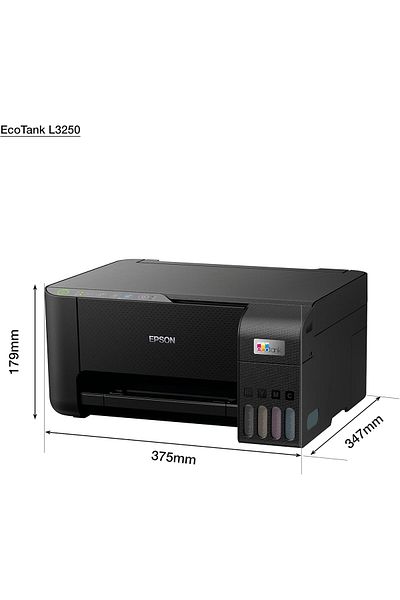 EPSON طابعة EcoTank L3250 Home ذات خزان الحبر A4، اتصال تطبيق SmartPanel، لون أسود، حجم كبير (إصدار المملكة العربية السعودية)