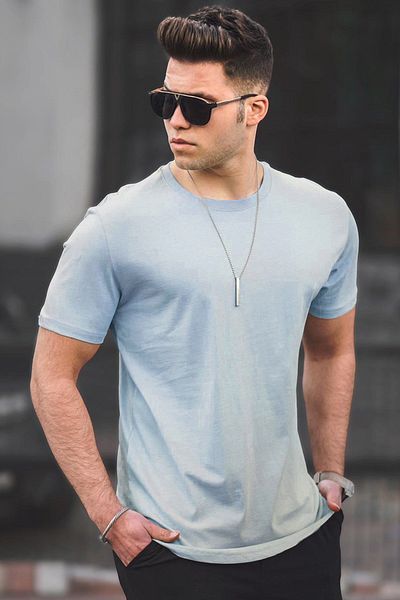 Madmext Tricou albastru deschis pentru bărbați 4951