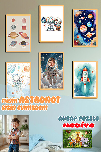 Lotus Digital Fotoğrafını Gönder, Astronotun Hazır! 6 lı Tablo Set Bohem Çocu...