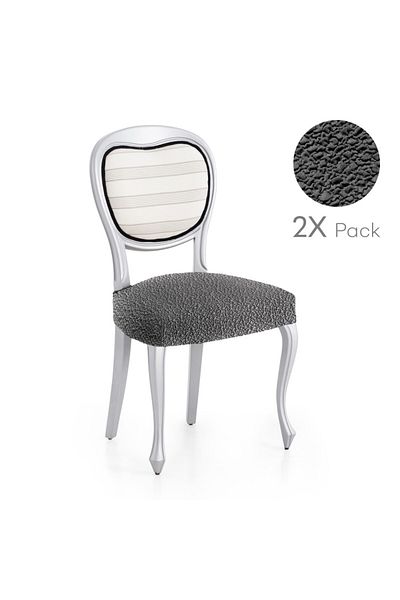 EYSA CONFECTIONES Set of 2 elastic chair covers, Premium ROC, C/16 dark grey
