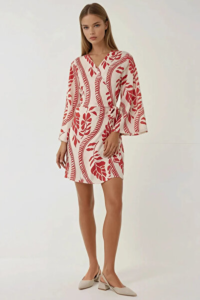 Hiccup Floral Print V Neck Mini Dress