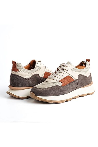 TETRİ Yelax Model Genuine Leather Handmade Men's Mink Sneaker Shoes