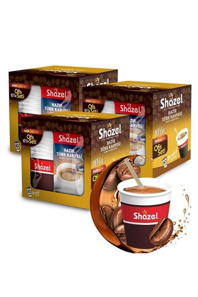 Shazel طقم مكتب قهوة تركية جاهزة بسيط 30 قطعة/3 صناديق