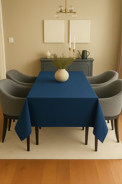Luvora Home Luna Series Velvet Textured Table Cloth - Navy Blue