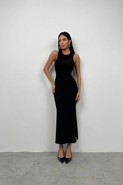 Black Fashion Rochie sport neagră - Guler de înotător