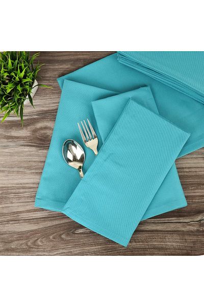 Kotonia Home Set Of 10 Hotel Table Napkins, 100% Cotton, Cretonne, Size 40x40 Cm, Turquoise