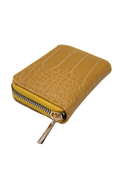 Womancraft Crocodile Leather Zippered Accordion Card Holder