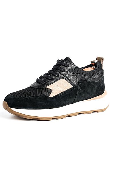 TETRİ Yelax Model Real Leather Handmade Men's Black Sneaker Shoes