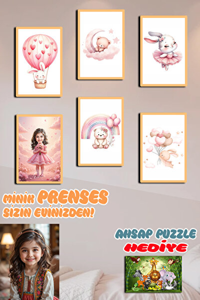 Lotus Digital Fotoğrafını Gönder, Prenses Hazır! 6 lı Tablo Set Bohem Çocuk O...