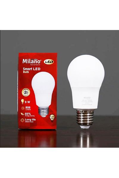 Milano 9W Smart LED Bulb E27, 6500K Day Light, 806Lm, 85% Energy Saving, 25000H Long Life