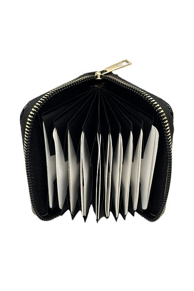 Womancraft Suport pentru carduri acordeon cu fermoar din piele de crocodil
