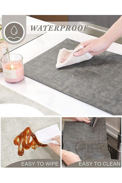 COOYA Leather Placemats Set of 6, Reversible Heat Resistant Waterproof