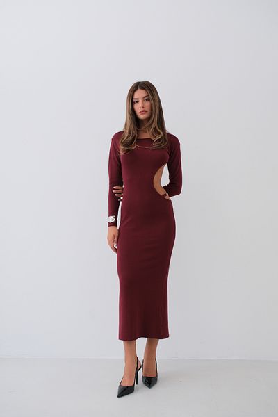 Black Fashion Claret Red Dress - Crew Neck and Backless