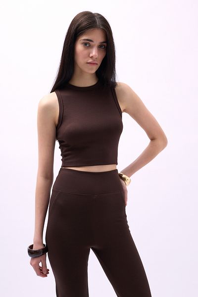 Black Fashion Кафява блуза с яка тип плувец